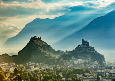 cycling past castles in switzerland